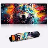 Gaming Mauspad, Space Wolf, XL Gaming Mauspad (80 x 30 x 0,3 cm),...