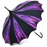Queekay Halloween Pagode Regenschirm Lila und Schwarz Buntglas Gothic...