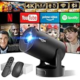 Mini Beamer Unterstützt 4K 1080P, Projektor Tragbarer mit WiFi 6 und...