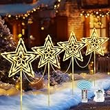Vexyra Weihnachtsbeleuchtung Außen, 4 PCS LED Stern Outdoor Weihnachtsdeko...