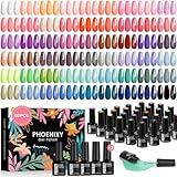 UV Nagellack, Phoenixy 162 Effekte 54 Farben UV Nagellack Set mit Base Top...