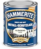 Hammerite Metallschutzlack Glänzend, 3in1- Rostschutz, Weiß, 250 ml