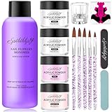 SPTHTHHPY Set Pulver und 75ml Acryl-Nagelflüssigkeit, 4 Farben Acryl...