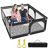 YUMBOT 127x127cm, Laufgitter Baby mit Atmungsaktivem Netz, Baby Laufstall...