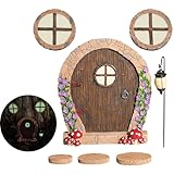 Feentür und Fenster für Baumwichtel Garten set mit Licht, Wichteltür,...