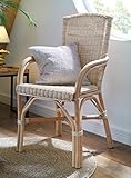 Dekoleidenschaft Rattan-Stuhl, Natur lackiert, Komfort Sitzhöhe 49cm,...