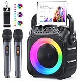Karaoke Maschine Ankuka Karaoke Anlage mit 2 Mikrofonen Bluetooth...