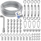 35M 69pcs Drahtseil für Kletterpflanzen - Langlebiges Stahlseil-Set mit...