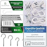 QUADRIOS Schraubhaken Set – 55 Stück Hakenschrauben aus beschichtetem...