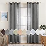 MIULEE 2er Set Voile Vorhang Sheer Leinenvorhang mit Ösen Transparente...