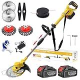 Rasentrimmer mit Akku und Unkrautbürste, Akku Rasentrimmer mit 5...
