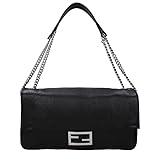 FENDI Baguette Chain Large Black Leather Bag