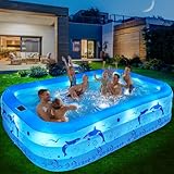 LanBlu Aufblasbarer Pool Erwachsene mit Lichtern, Solar Swimming Pool mit...