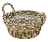 Dehner Rattan Pflanzschale mit Henkel, Ø 26 cm, Höhe 12 cm,...