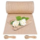 Cieex Jute Tischläufer, 20cm x 10m Juteband Tischband,100% Natur...