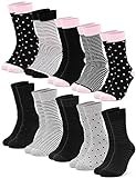 Occulto Damen Muster Socken 10 Paar (Modell: Milka) 39-42 Pink-Schwarz