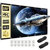 Leinwand Beamer 150 Zoll | 16:9 HD Faltbare Beamer Leinwand Outdoor |...
