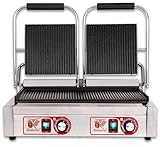 Beeketal 'BKG7' Gastro Doppelt Kontaktgrill mit Gusseisen Grillpatten (oben...