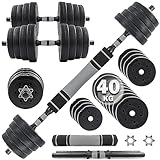 C.P.Sports 2in1 Kurzhantel & Langhantel Set 30kg / 40kg | Hantelscheiben...