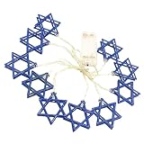 LIGIGWASH LED Lichterkette mit Sechsseitigem Stern Leds Festliche Hanukkah...