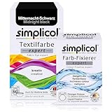 simplicol Textilfarbe expert + Farbfixierer Kombipack, Mitternacht-Schwarz...