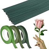 3 Floristenband+100 Basteldraht Grün Set 30cm *2 mm Blumendraht...
