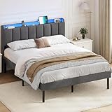 AOGLLATI Polsterbett 160 x 200 cm, Bettrahmen mit LED-Beleuchtung und...