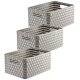 Rotho Country 3er-Set Aufbewahrungskiste Rattan-Optik, Kunststoff (PP)...