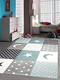 CARPETIA Kinderteppich Spielteppich Babyteppich Junge Stern Mond in blau...