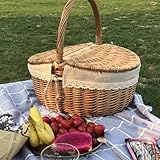 Garneck Picknickkorb mit Deckel Einkaufskorb Geflochten Pilzkorb Obstkorb...