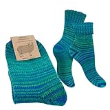 Celodoro Damen & Herren Mouline Wollsocken mit Umschlag (1 Paar) - Grün...