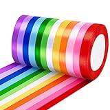 12 Farben Geschenkband, 10mm x 22m Polyester Satinband, Schleifenband...