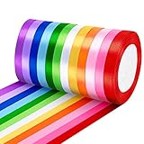 12 Farben Geschenkband, 10mm x 22m Polyester Satinband, Schleifenband...