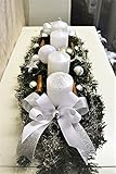 Adventskranz weiß Silber 60 cm künstlich Weihnachten Adventsgesteck Deko...