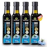 Kräuterland Bio Schwarzkümmelöl 4X250ml (1Liter), ungefiltert, hoher...