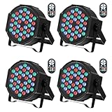 GdjRttk 4PCS RGB LED Par Strahler, 72W Bühnenlicht mit Fernbedienung und...