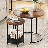 YITAHOME Couchtisch 2er Set Rund, Wohnzimmertisch Modern mit Stofftasche...