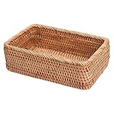 jeerbly Rechteckiger handgefertigter Rattankorb aus geflochtenem Rattan,...