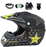 LEENY Motocross-Helm Set mit Brille/Handschuhen/Maske/Zahlenschloss,...
