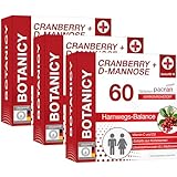 BOTANICY Cranberry + D-Mannose - 180 Tabletten - Unterstützt Blase &...