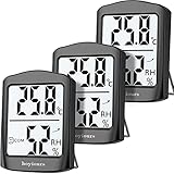 Hygrometer hoyiours 3 Stück Digital Hygrometer Innen Mini Digital...