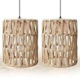 PGPBVLVGHM Rattan-Lampenschirm: 2er-Pack gewebte...