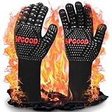 SPGOOD Grillhandschuhe hitzebeständig 800 Grad feuerfeste Handschuhe...