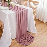 CHUQING Tischläufer Altrosa Chiffon Tischläufer Hochzeit Stoff für...