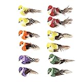 DemiawakingUK 12 bunte künstliche Vögel auf Clips, Federschaum-Vögel...