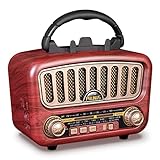 RUNUS J-180 AM/FM/SW Retro Radio mit Bluetooth 5.0, Nostalgie Radio Klein...