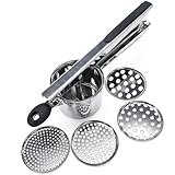 Kartoffelpresse Edelstahl, Spätzlepresse mit 4 Austauschbaren Spätzlesieb...