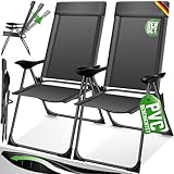 KESSER® 2er Set Gartenstuhl Hochlehner Alu Klappstuhl 7-Fach Verstellbar...