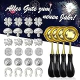 Ycaaeo Zinngießen Set Silvestergießen mit 24 Zinnfiguren 4 Löffel, Zinn...