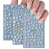 3 Blatt Nagelsticker Selbstklebend 5D Frühling Sommer Blumen Nagel Sticker...